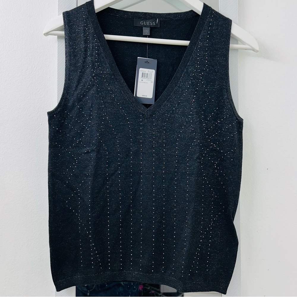 New Guess Hot Fix Janine Sleeveless Sweater. Medium